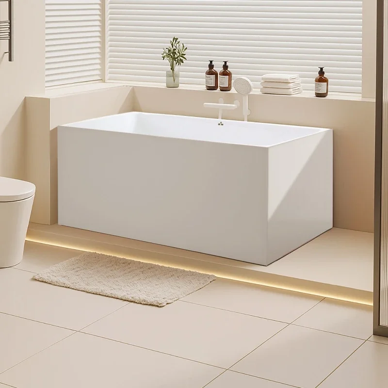 Household small apartment deep soaking basin, independent adult square bathtub