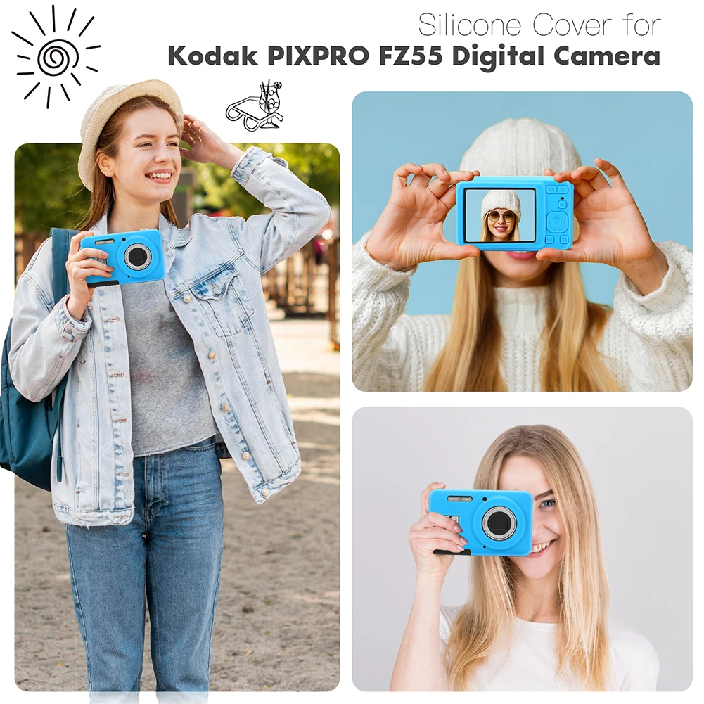 For KODAK PIXPRO FZ55 Slim Fit Camera Bag Anti-Scratch Lightweight Camera Sleeve Wear Resist Outdoor Travel Camera Protect Case