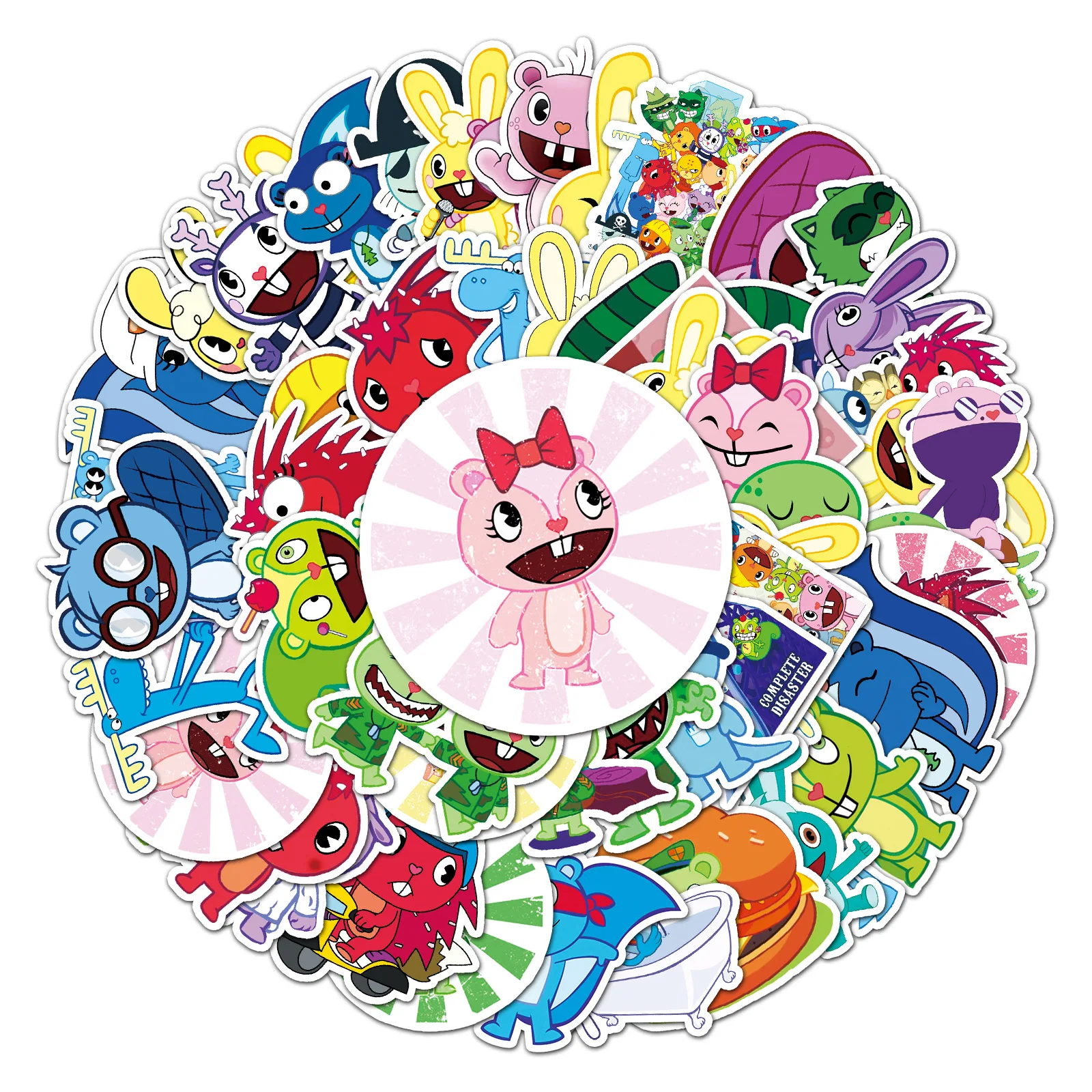 50PCS Kawaii Cartoon Happy Tree Friends Sticker Fun Graffiti
