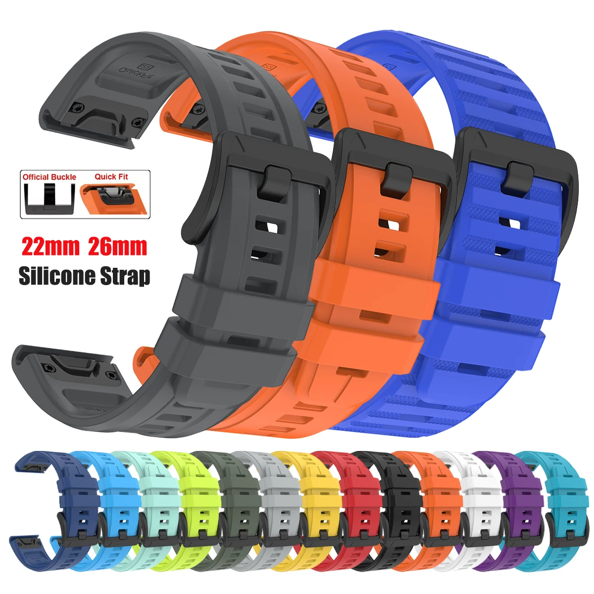 Für Garmin Fenix 8 Pro Gummi-Uhrenarmband mit Schnellverschluss für Fenix 7 7X 6 6X Pro Armband Instinct 3 2X 970 EPIX 22mm 26mm Armband