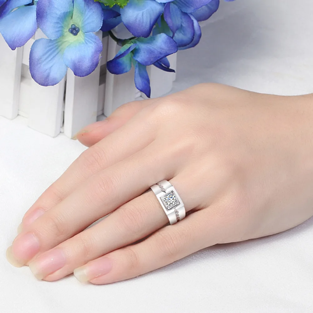 2pcs 925 Sterling Silver Couple Rings Zircom For Women Man Exquisite Student Girlfriend Silver Jewelry Accessories Wedding