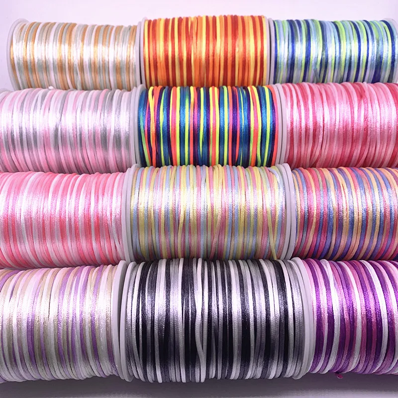 Cordón de seda satinada con nudo chino colorido, cordón de nailon, hecho a mano, 5 yardas, 2,0mm, nuevo