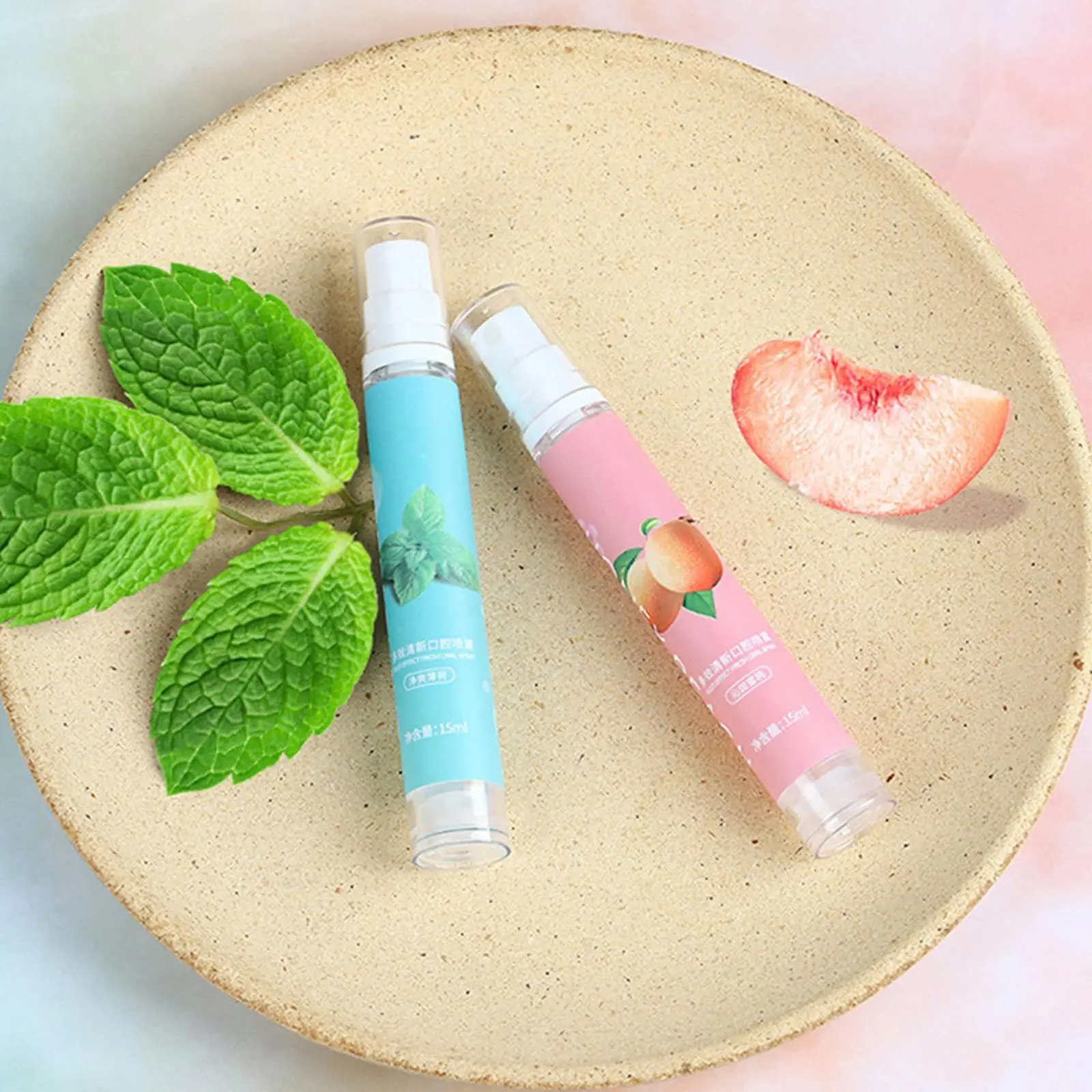 رذاذ برائحة التنفس المعطر رذاذ الخوخ والنعناع نكهة تقبيل الذكور العناية بالرش النظافة المحمولة قطعة أثرية الإناث W3v3