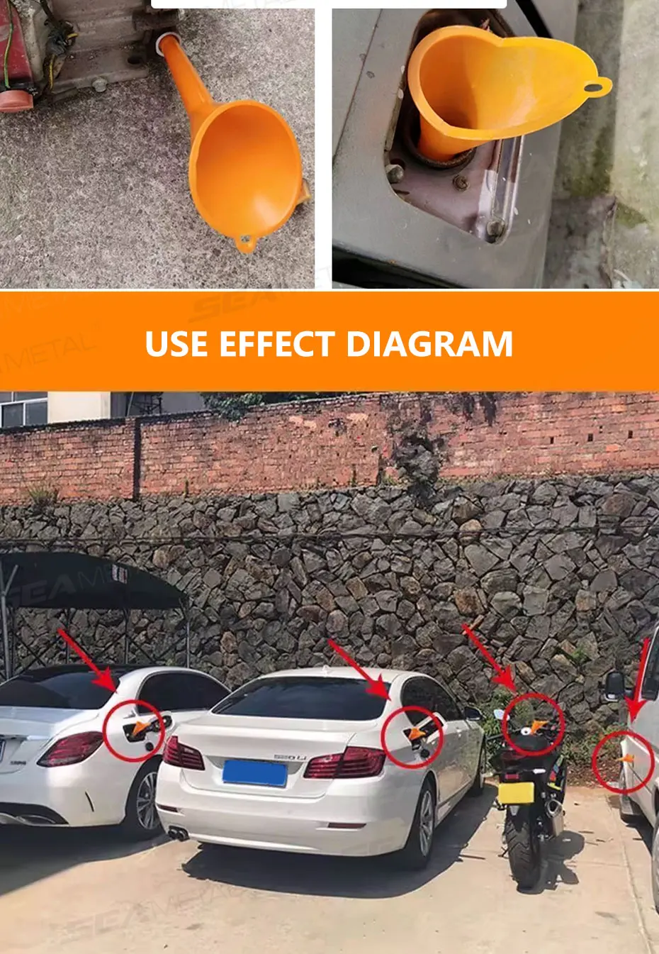 SEAMETAL Betankungstrichter Freihändiger Langmund-Motoröl-Kraftstofffilter Spezieller Kunststofftrichter für Auto und Motorrad – Detail 12