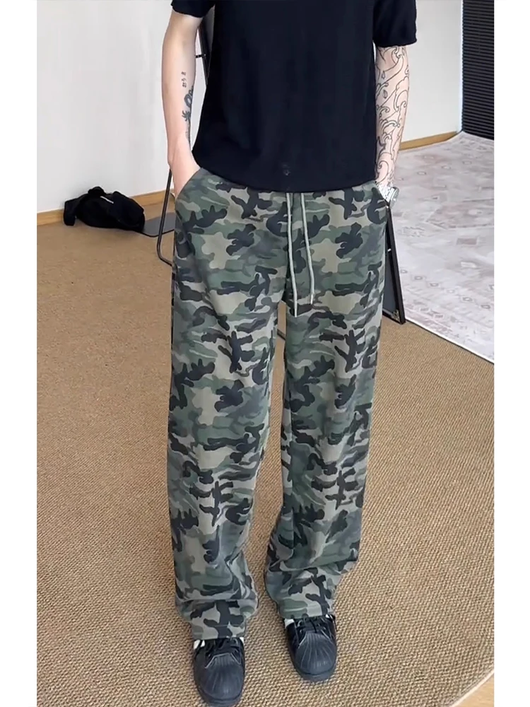 

American Sle Camouflage Slim Fit Men's Sweatpants Autumn High Street Faionable Straight Leg Spor Trousers