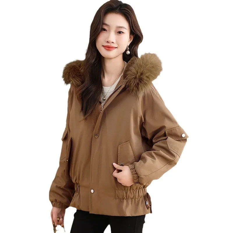 Women's 2023 Winter New Short Jacket With Plush And Thickened Coat, Robe Small Men, Cotton Coat For Warmth, Overcoming The