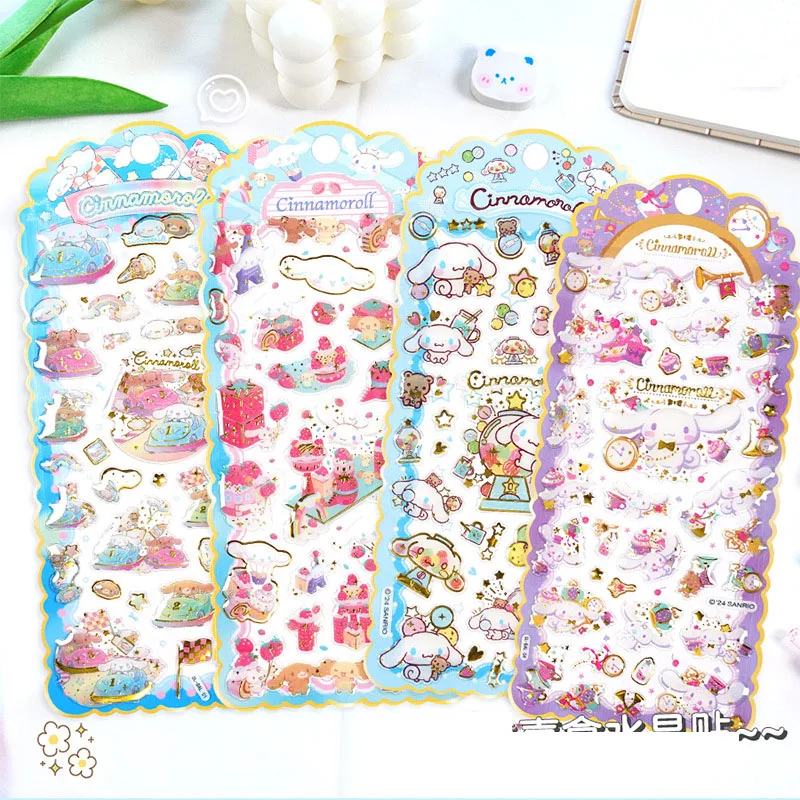 4pcs/lot Kawaii Crystal Cinnamoroll Stickers Cute Dog Scrapbooking DIY Diary Decorative 3D Sticker Album Stick Label