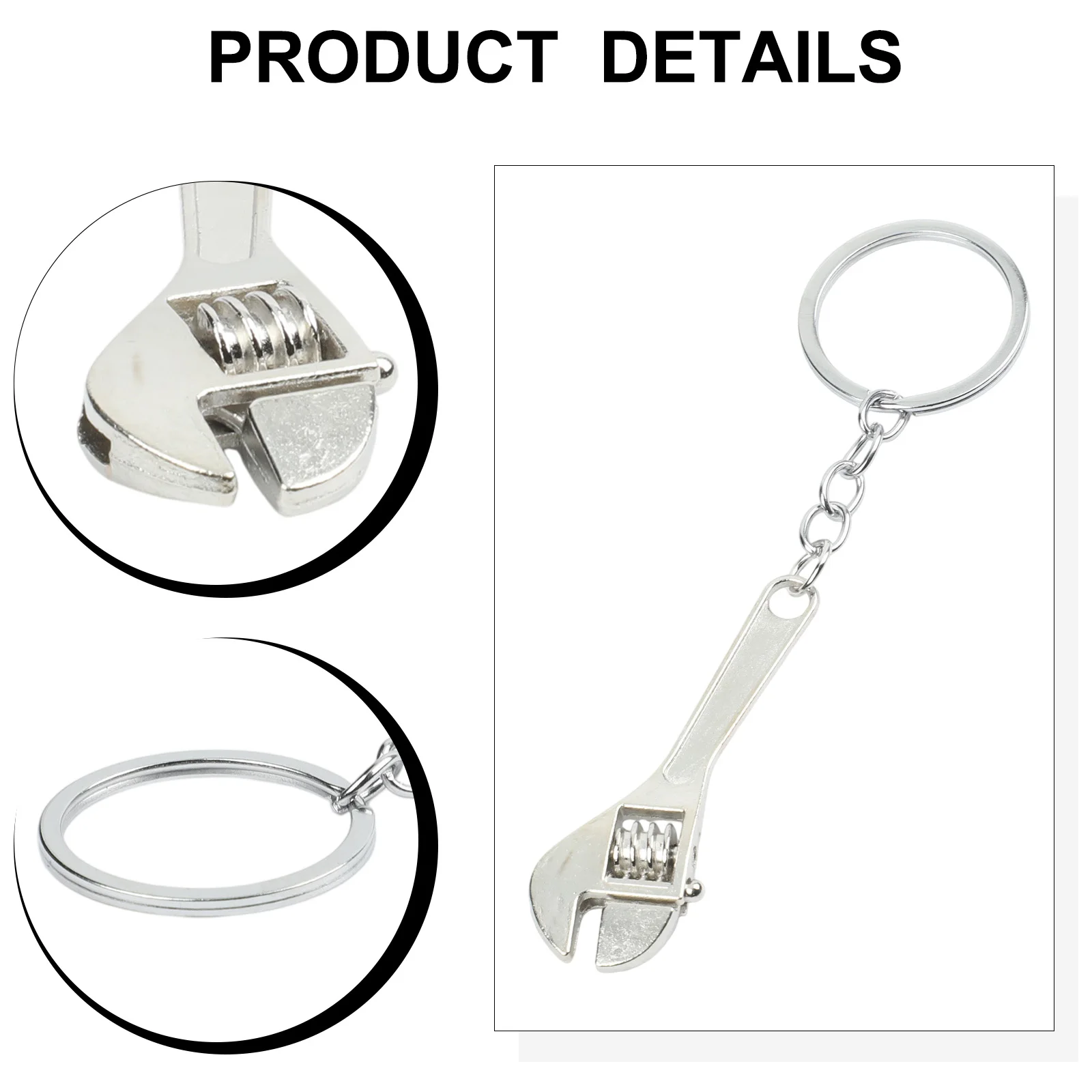 For Mini Adjustable Wrench on Keyring - Metal Spanner Tool for Portable Use Functional Compact Accessory for Keys or Bags