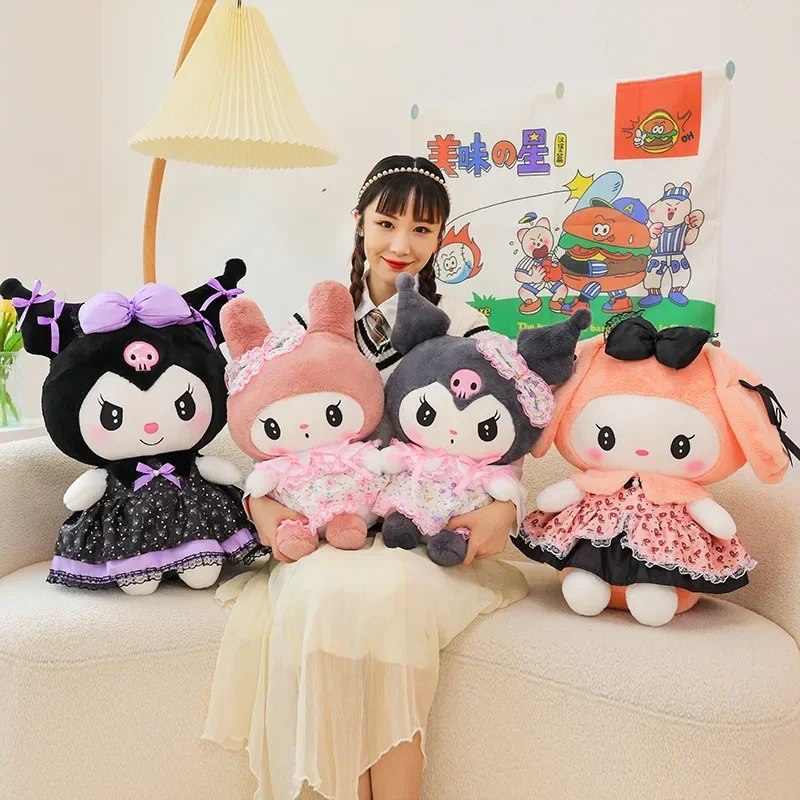 

35/80cm Big Size Kawaii Sanrio Cartoon Kuromi My Melody Plush Toys Plushies Doll Flower Skirt Anime Stuffed Room Deco Kids Gifts