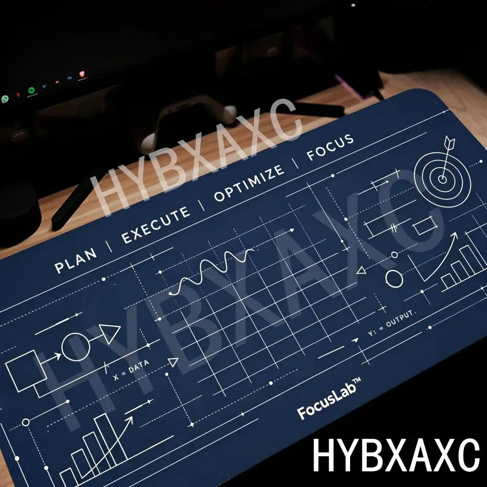 

HYBXAXC Navy Blue Tech Data Blueprint Mouse Pad Non-Slip Rubber Base Large Desk Mat for Office Extended Gaming for PC & Laptop