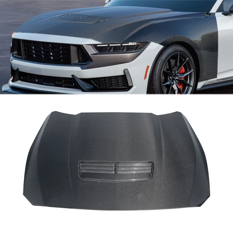 

Подходит для Ford Mustang 2024, оригинальная крышка двигателя из углеродного волокна, передний капот автомобиля