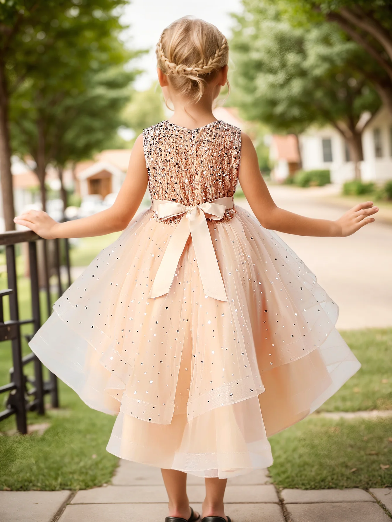 Vestido de princesa con lentejuelas para niñas, vestido de cola para fiesta de Navidad y boda, Vestidos elegantes para adolescentes y niños de 3 a