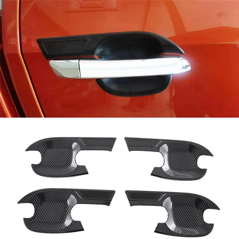 4Pcs Car Outer Door Handle Bowl Trim Cover for ISUZU D-MAX 2019-2023 Door Bowl Decor Sticker Exterior Accessories Carbon