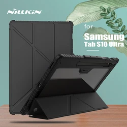 NILLKIN Bumper for Samsung Galaxy Tab S10 Ultra Slide Camera Case Flip Leather Case with Stand Back Cover