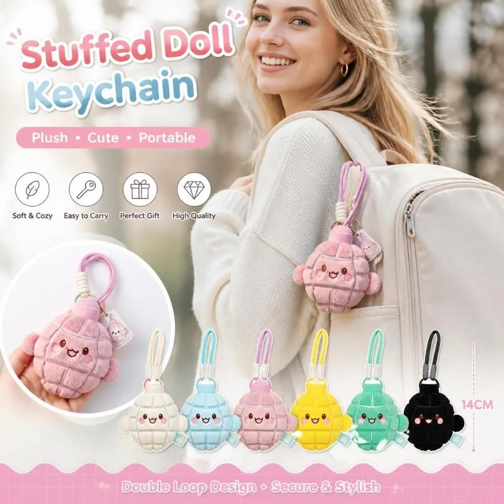 Gifts Colorful Keychain Embroidered Face Furry Bag Charm Hanging Loop Soft HandBag Pendant For Bag Decoration