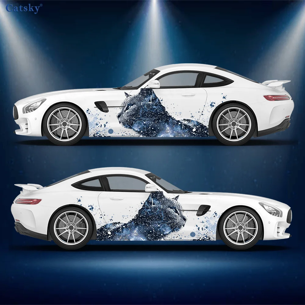 

Наклейка с изображением кошки и фантастического звездного неба, подходит для автомобилей и грузовиков, прочная, устойчивая к выцветанию, простая в установке.