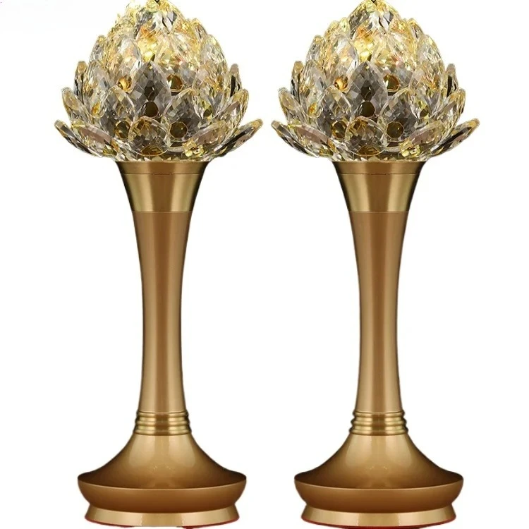LED 110--240V Pure Copper Buddha Lamp 2027 New Lotus Lamp/Candlestick/7 Colorful Crystal Light 2PCS/LOT