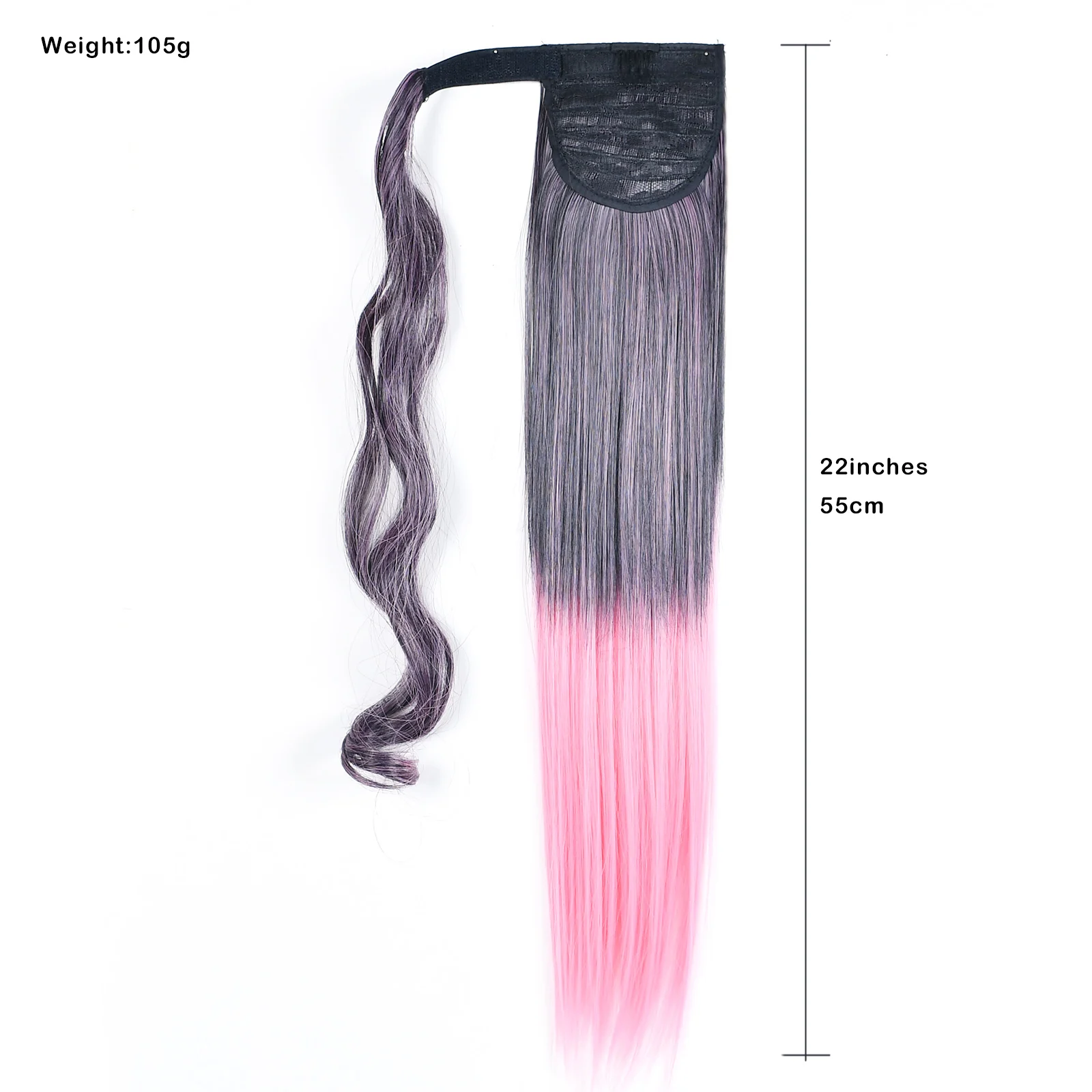 Long Straight Ponytail Hair Extension Green Blue Ombre Rainbow Wrap Around Ponytails Stylish Synthetic Hairpiece for Girls