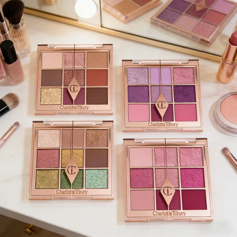 Paleta de Sombras de Ojos Portátil de Lujo Charlotte Tilbury, 9 Colores, 9g, Naturales, Fáciles de Colorear, Base de Maquillaje Natural, Cosméticos para Ojos