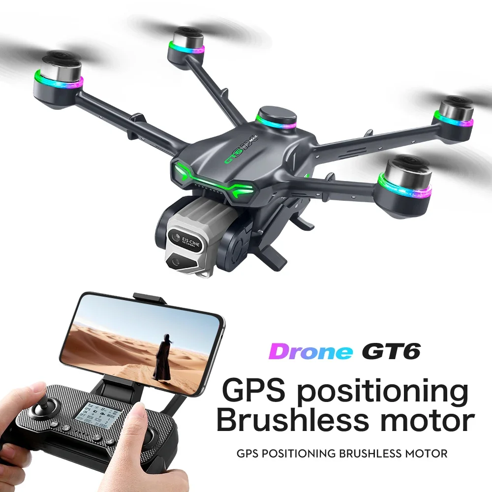 GT6 4K Dual Camera 5G Optical Flow GPS Drone with WIFI Transmission Professional Aerial Camera Medium-sized with Servo Gimbal