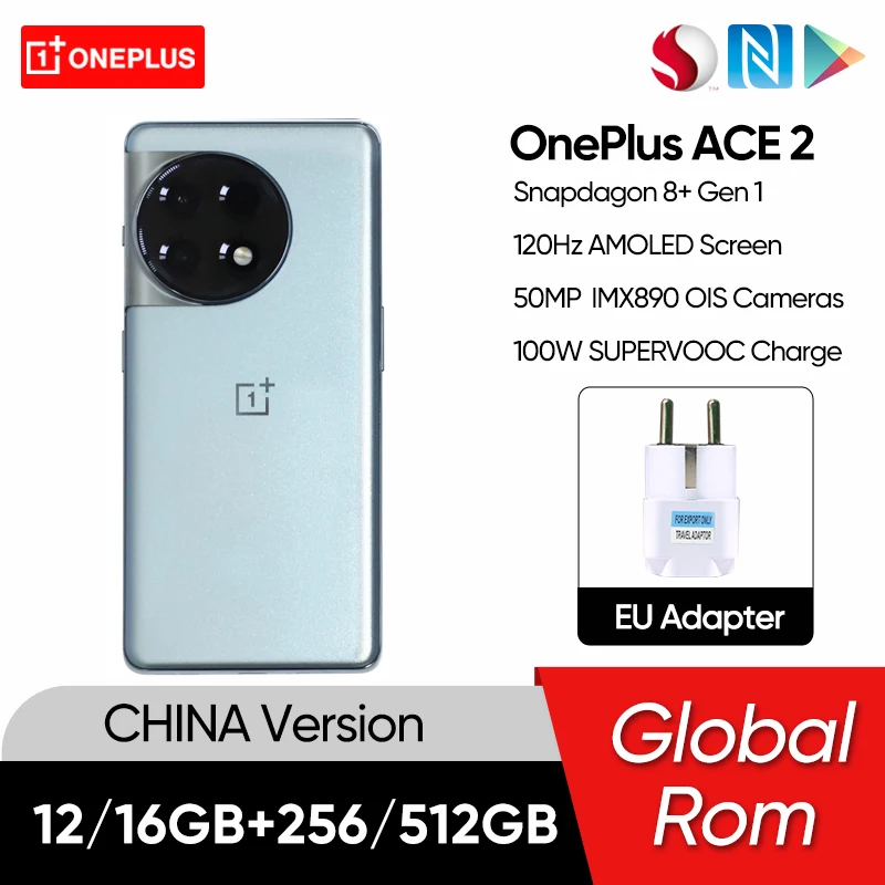 

2023 New Arrival OnePlus ACE 2 5G Smartphone Snapdragon 8 Gen 1 Octa Core Mobile Phone 6.74'' AMOLED Screen 50MP Triple Camera