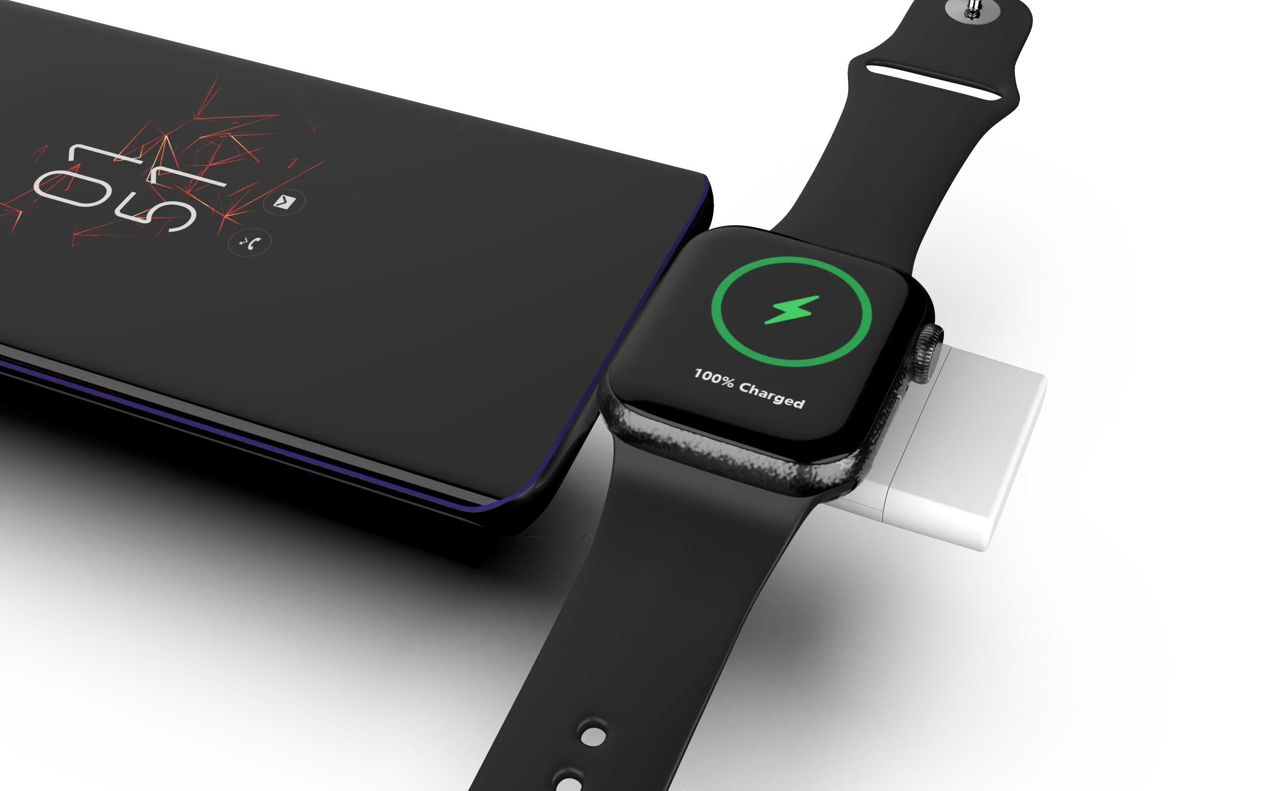 Dual interface Portable 2 in 1 Wireless Charger For Apple Watch 8 7 6 5  SE/ Samsung Galaxy Watch 5 4 3 2 fast Charging Station