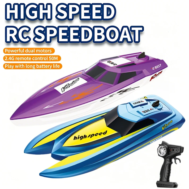 TX687 TX688 Hochgeschwindigkeits-RC-Rennboot 130 Bürstenmotor Niedrigwasser-Sensor Höchstgeschwindigkeit 8km/h Ferngesteuertes Modellspielzeug