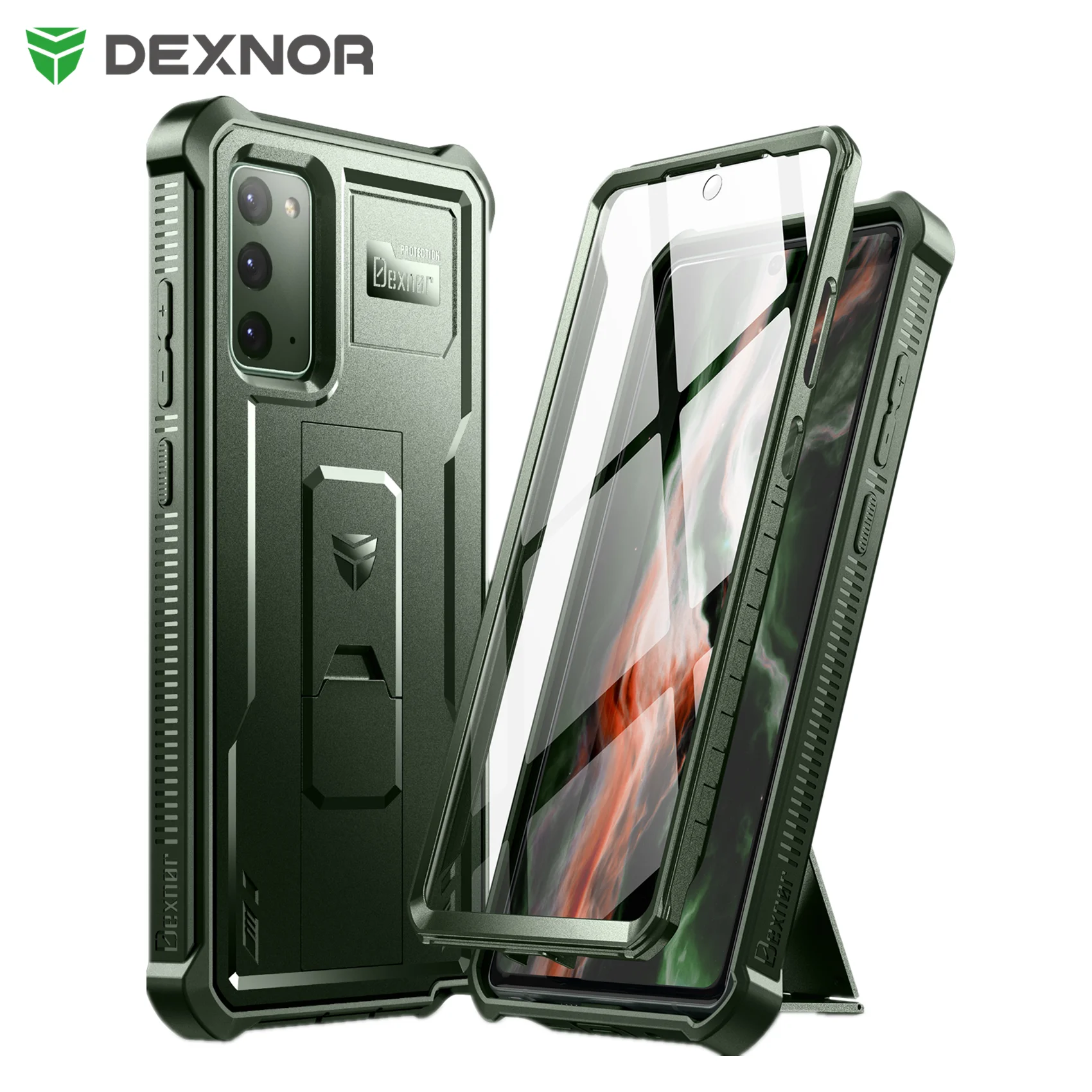 For Samsung Galaxy Note 20 Full Body Heavy Duty Military Grade Protection Shockproof Case Bracket with Built in Screen Protector