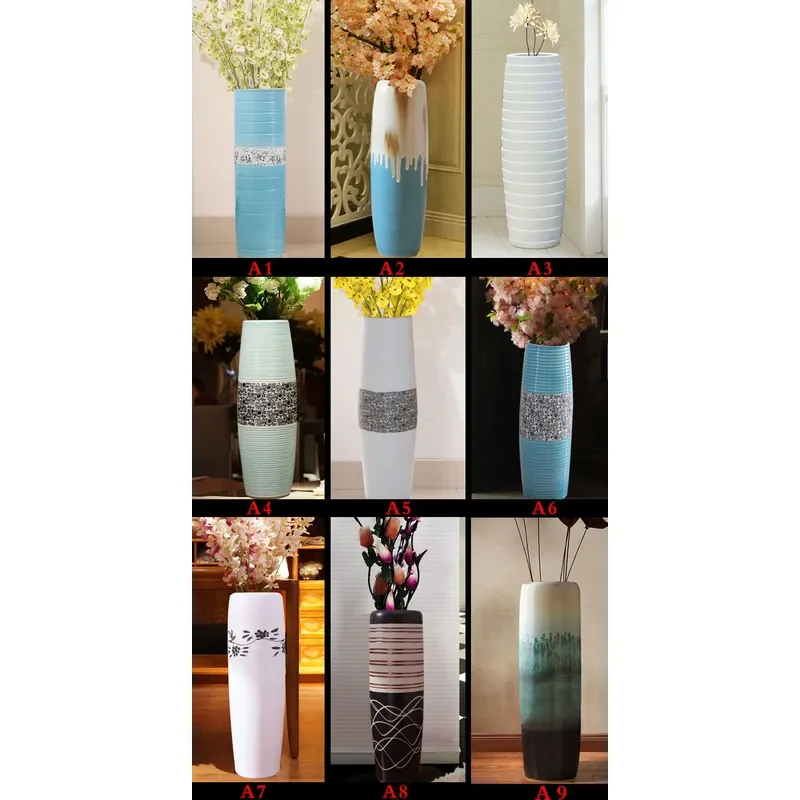 for European Modern Simple American Living Room Floor to Ceiling Large Vase Decoration Handicrafts Flower Inserts Home Decor