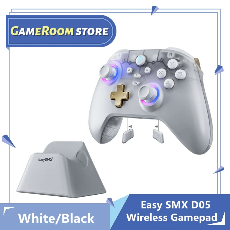 Easy SMX D05 Wireless Gaming Controller Gamepad for PC/Switch/TV/Phone with Charging Dock RGB Hall Effect Joysticks Triggers