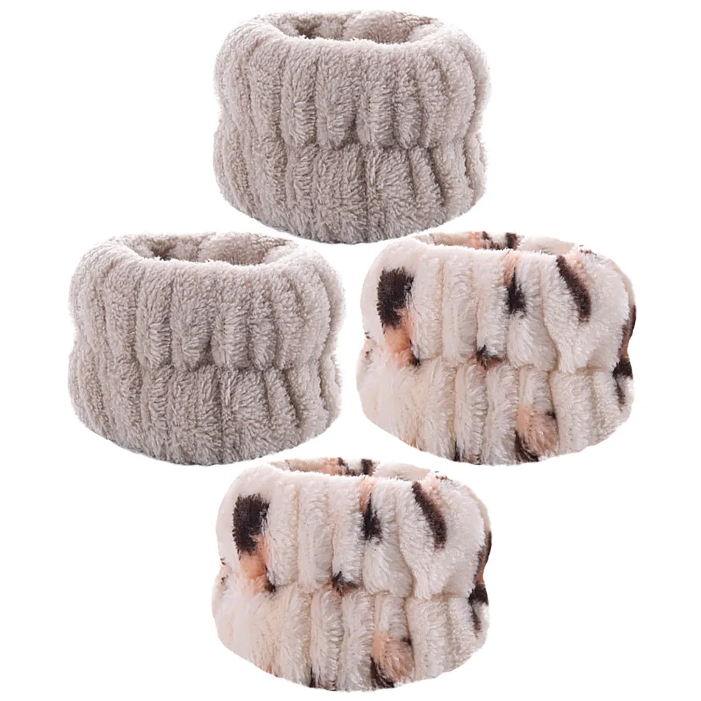 

4pcs Wristband Set Flannel Microfiber Towel Wristbands For Washing Face Spa Home Accessory Wash Supply Portable Female