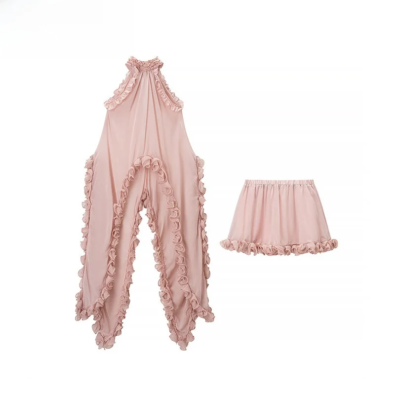 

Модный женский комплект из топа и ор-юбки Svel Holiday с рюшами, уличная одежда, осенняя коллекция