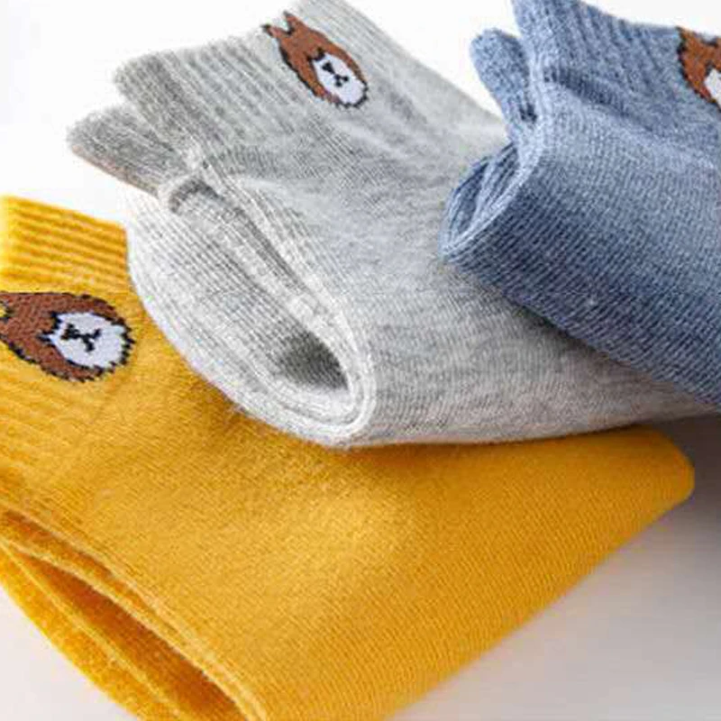 10 Pairs (Random Delivery) Women Versatile Simple Fashion Bear Cartoon Socks Comfortable Light Suitable for Daily Travel Wear