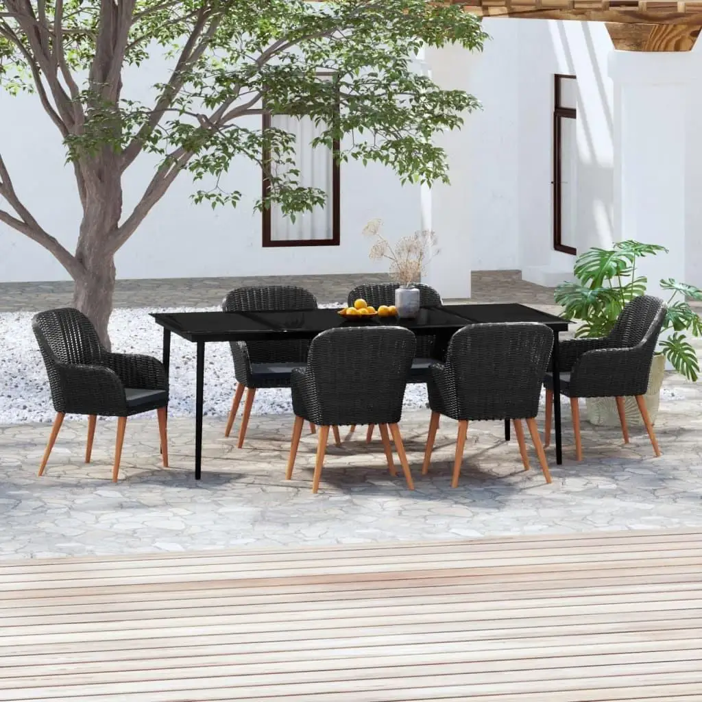 

Stylish Black Dark Grey Garden Dining Set Outdoor Furniture with Cushions Perfect for Patio Balcony and Backyard