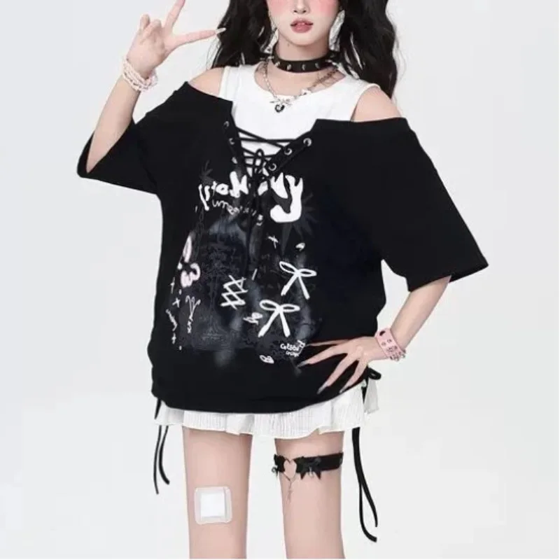 

Y2k японские топы с мультяшным принтом Kawaii, женские милые тонкие футболки в стиле Харадзюку, эстетичная футболка с длинными рукавами в стиле преппи, фея в стиле гранж