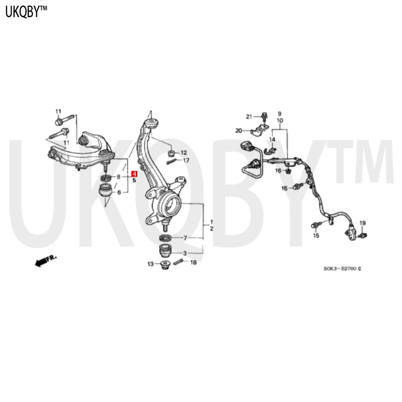 Front upper swing arm (left and right) 51450S84A01 51460S84A01
