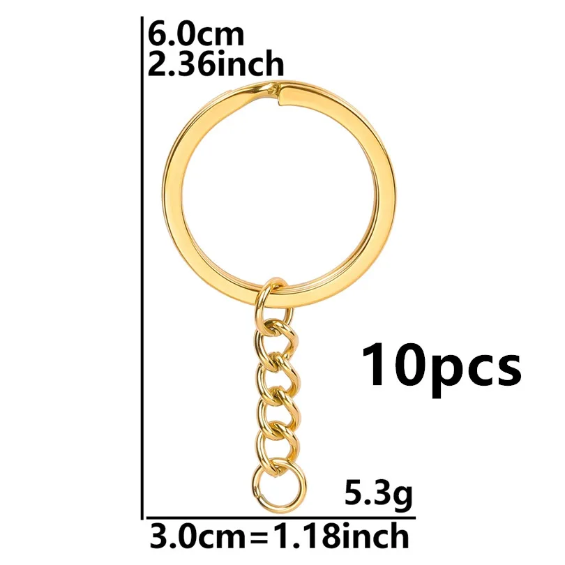 5pcs Stainless Steel Key Chain Accessories for DIY Projects