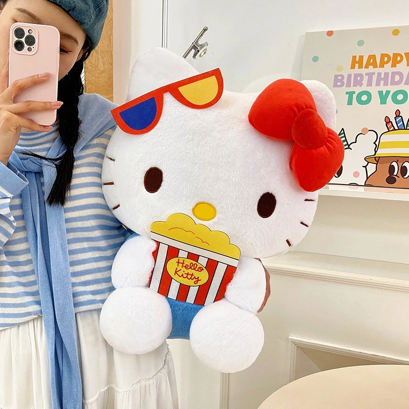 

30/50CM Big Size Kawaii Sanrio Plushies Popcorn Hello Kitty Peluche Cartoon Stuffed Animal Plush Ornament Children's Toy Gifts