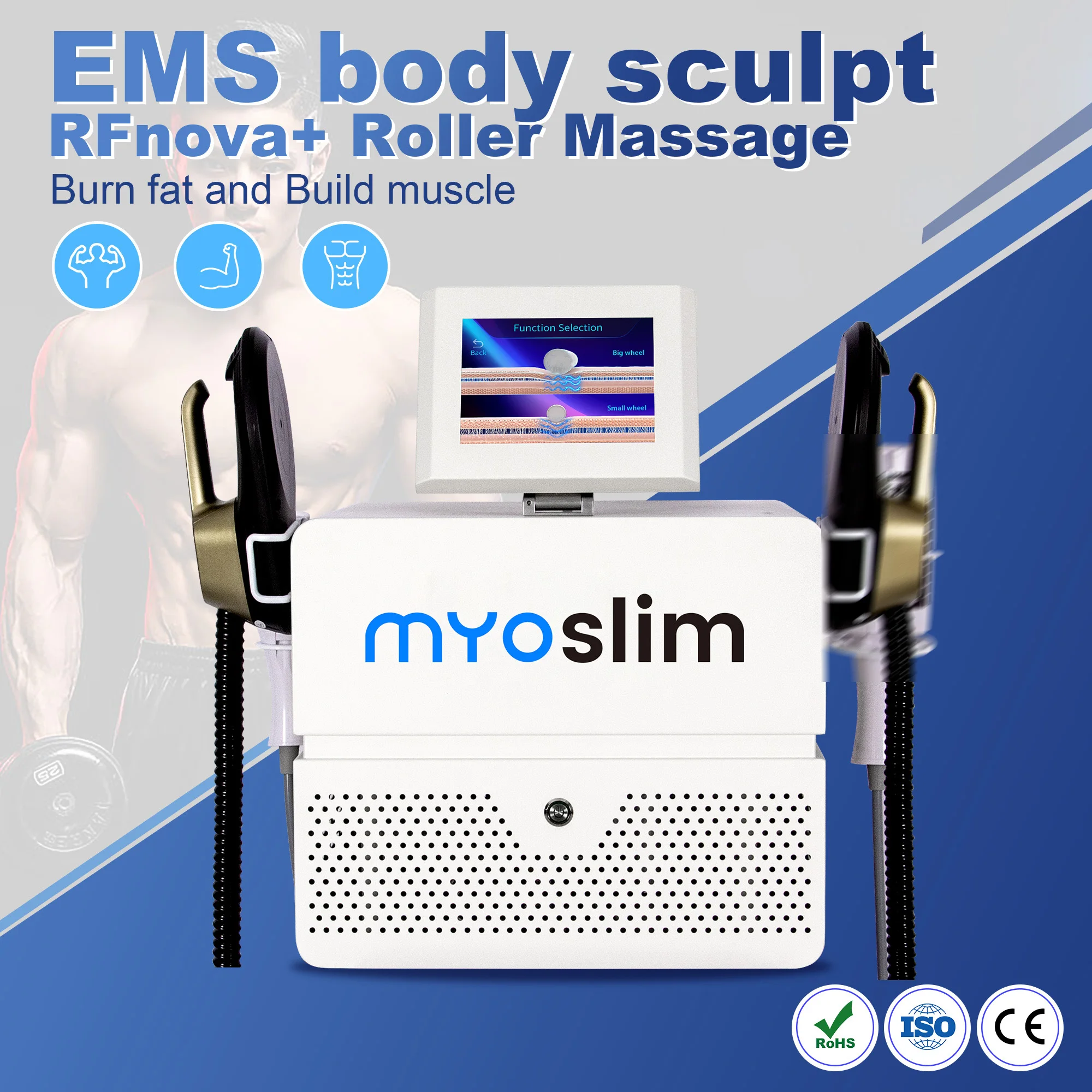 Myoslim New Desktop RF Body Shaping Machine Roller Fat Reduction And Magnetic Slimming EMS Body Shaping And Weight Loss White