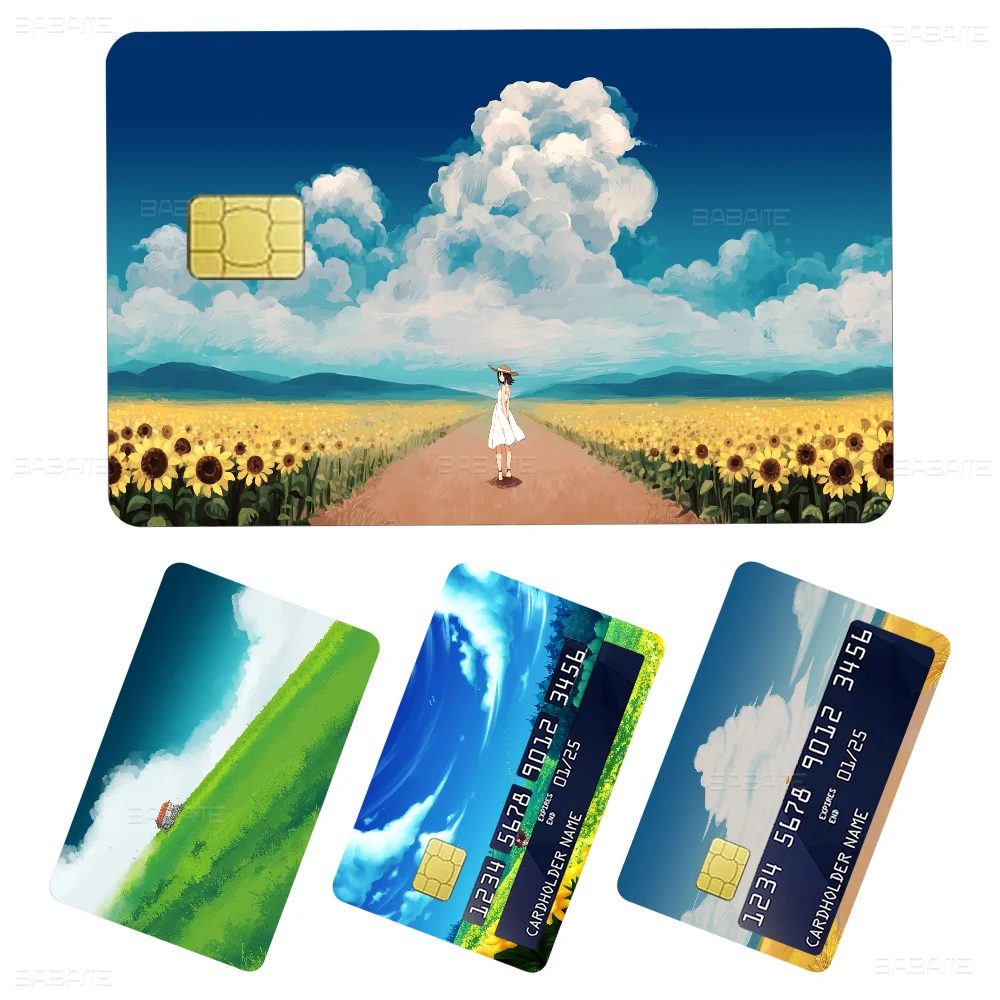 Creative Landscape Teen Aesthetic Anime Cartoon Sticker Film Skin for Credit Card Debit Bank Bus Card