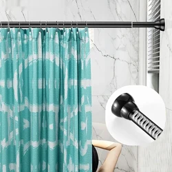 Adjustable Shower Curtain Rod No Drilling Stainless Steel Pole Extendable Cupboard Bar For Bathroom Curtain Type Square Bar