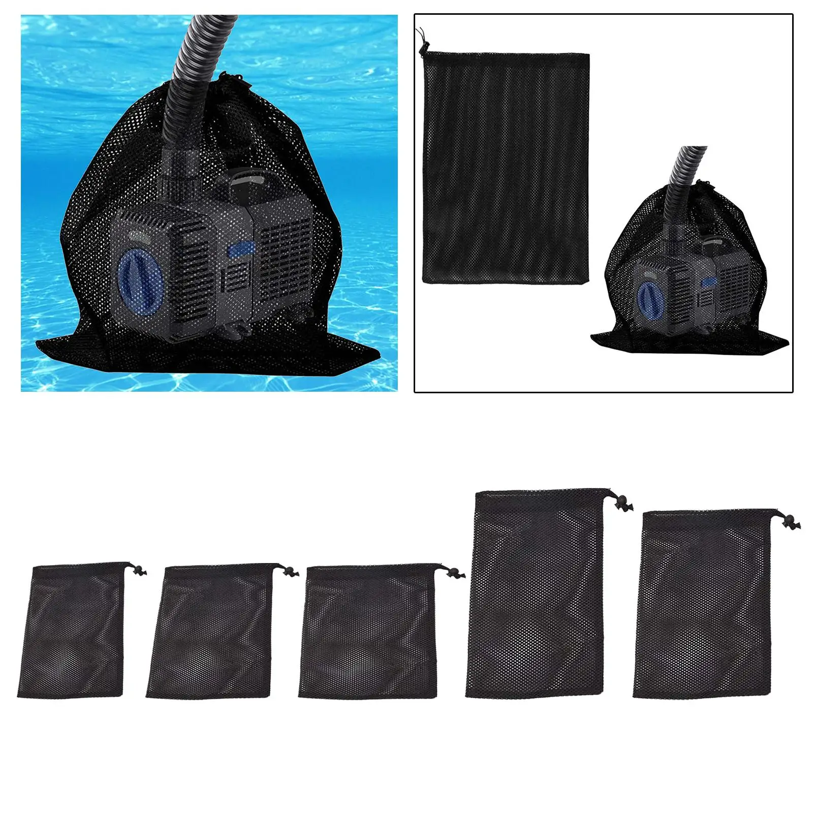 Water Pump Filter Net Water Pump Protection Practical Drawstring Mesh Bag for Aquarium Backyard Fish Tank Pond Accesssories