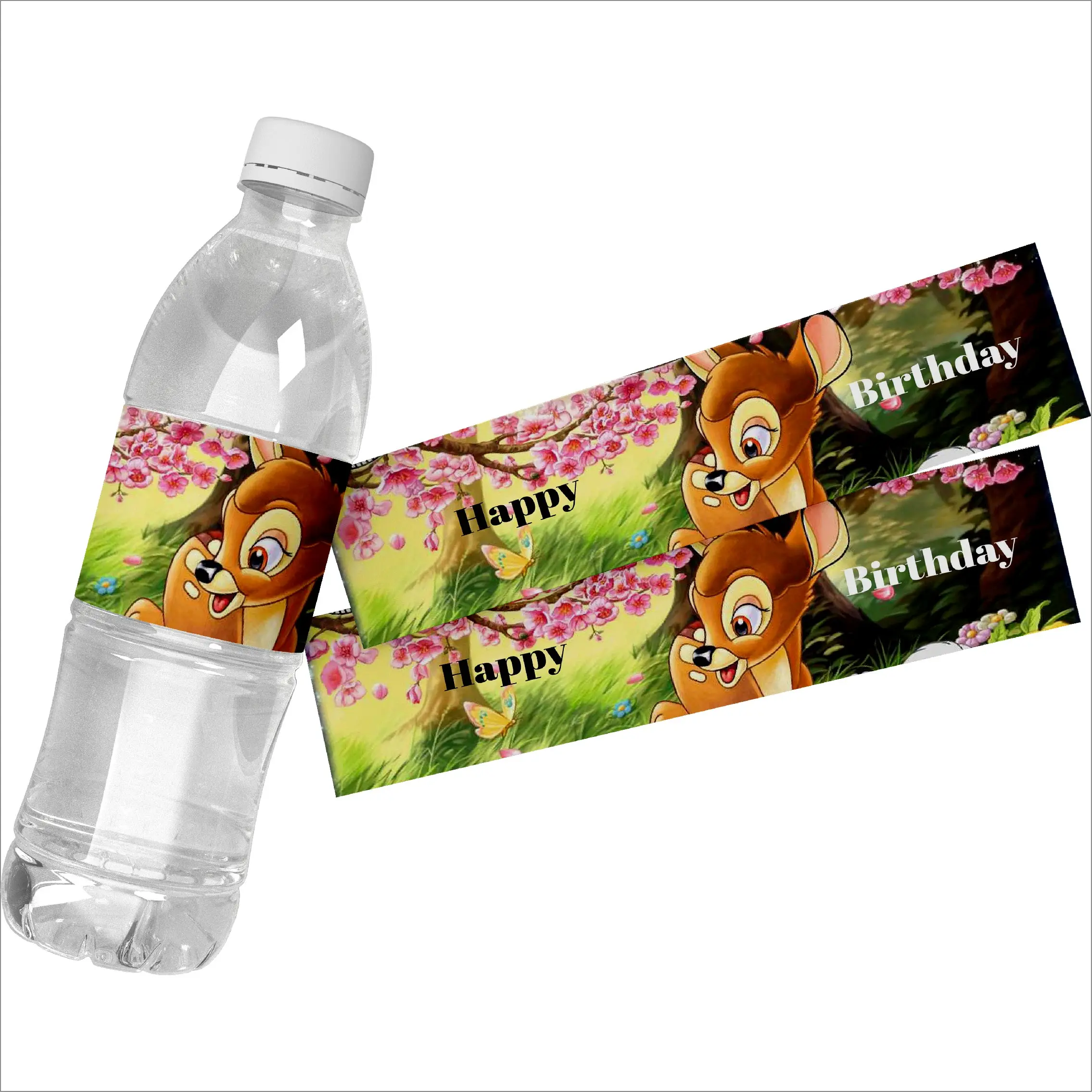 24pcs Disney Bambi Water Bottle Wrapper Self-adhesive Stickers Labels Baptism Baby Shower Birthday Party Decoration Supplies