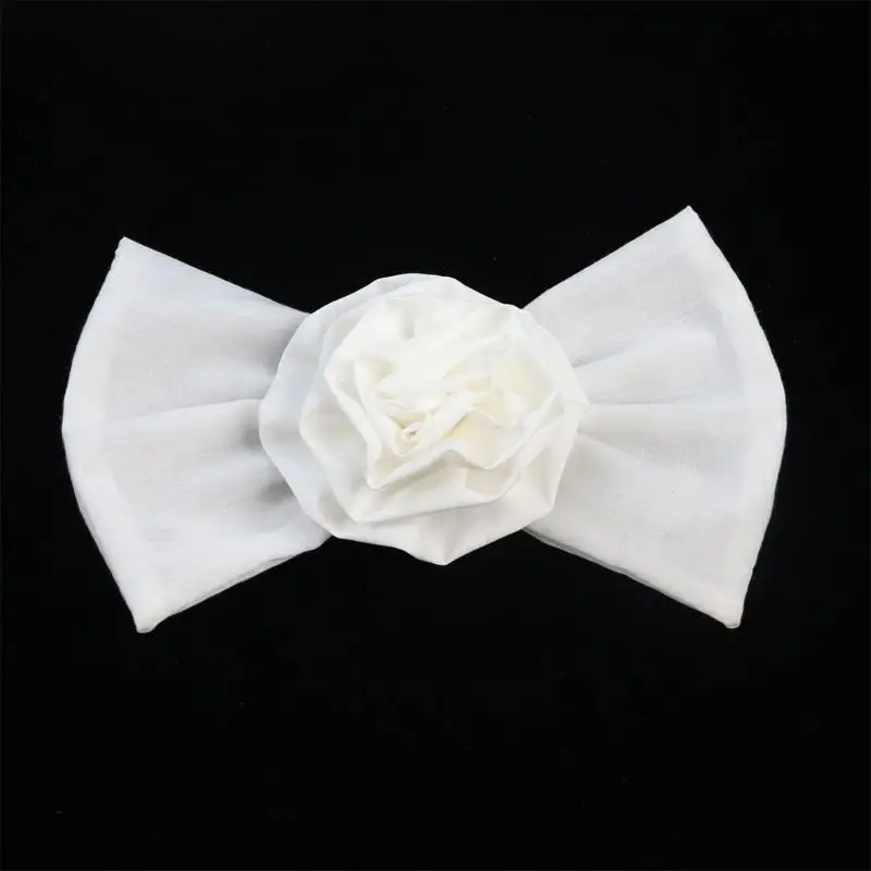 

652F Ruched Flower Applique White Bowknot Diy Crafts for Jeans Hat Scarf Curtain
