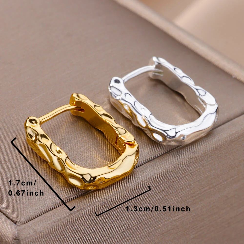 Stainless Steel Square Hoop Earrings for Women 2023 Trending Luxury Gold Plated Round Earring Aesthetic Wedding Jewelry Gift