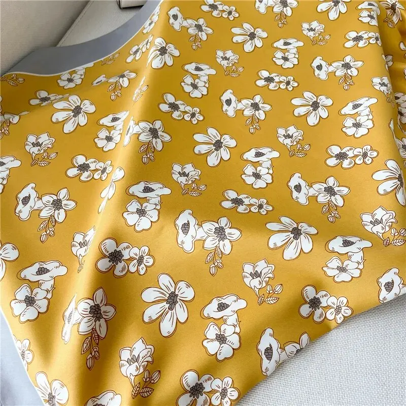 Design Print 90cm Twill Shawl Scarf Women Luxury Spring Headkerchief Hijab Bandana Female Neck Tie Wrap Hair Foulard Echarpe