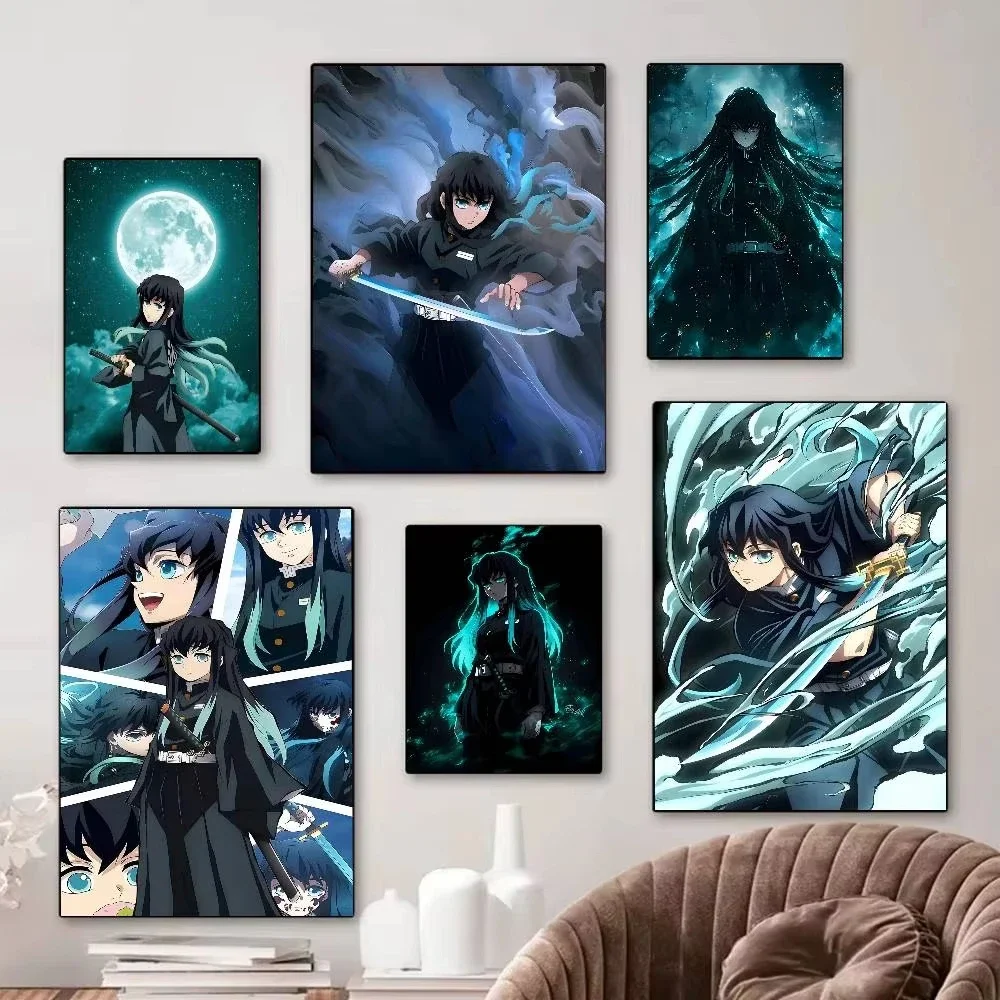 Arte de Diamantes 5D DIY Espada de Niebla Verde Oscuro, Pintura de Manga Demon Slayer Popular para Decoración del Hogar