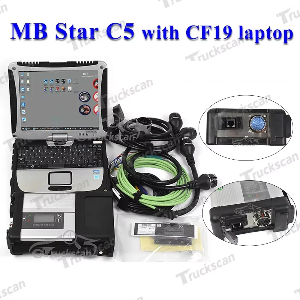 2024 MB Star C5 Sd Connect C5 Wifi PK C4 Multiplexer Software SSD Super Compact 5 For Benz Truck Car Diagnostic Tool+ CF19Lapto