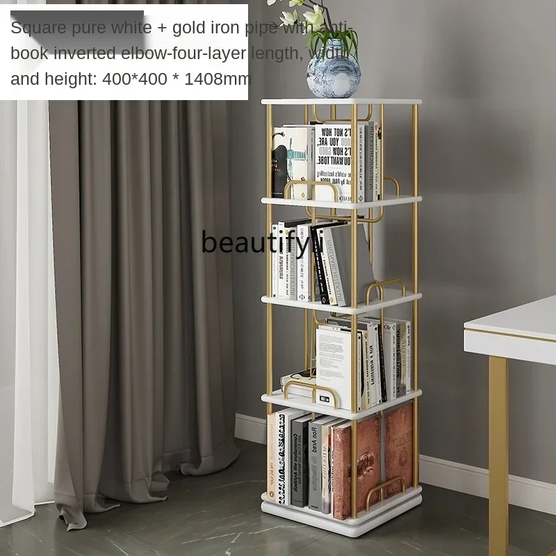 

yj57 Rotating Bookshelf, 360 Degrees Small Bookcase, Solid Wood Shelf, Student Household Floor, Office Bookshelf