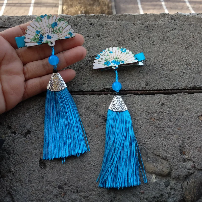 Hanfu Headwear Antique Style Hair Accessories Fans Tassel Hair Clips for Women